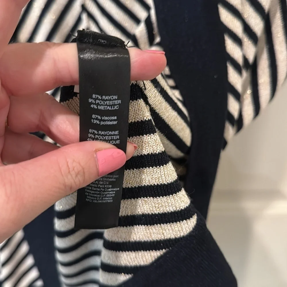 Chicos tan/black metallic open front cardigan, size 1 - Picture 7 of 9